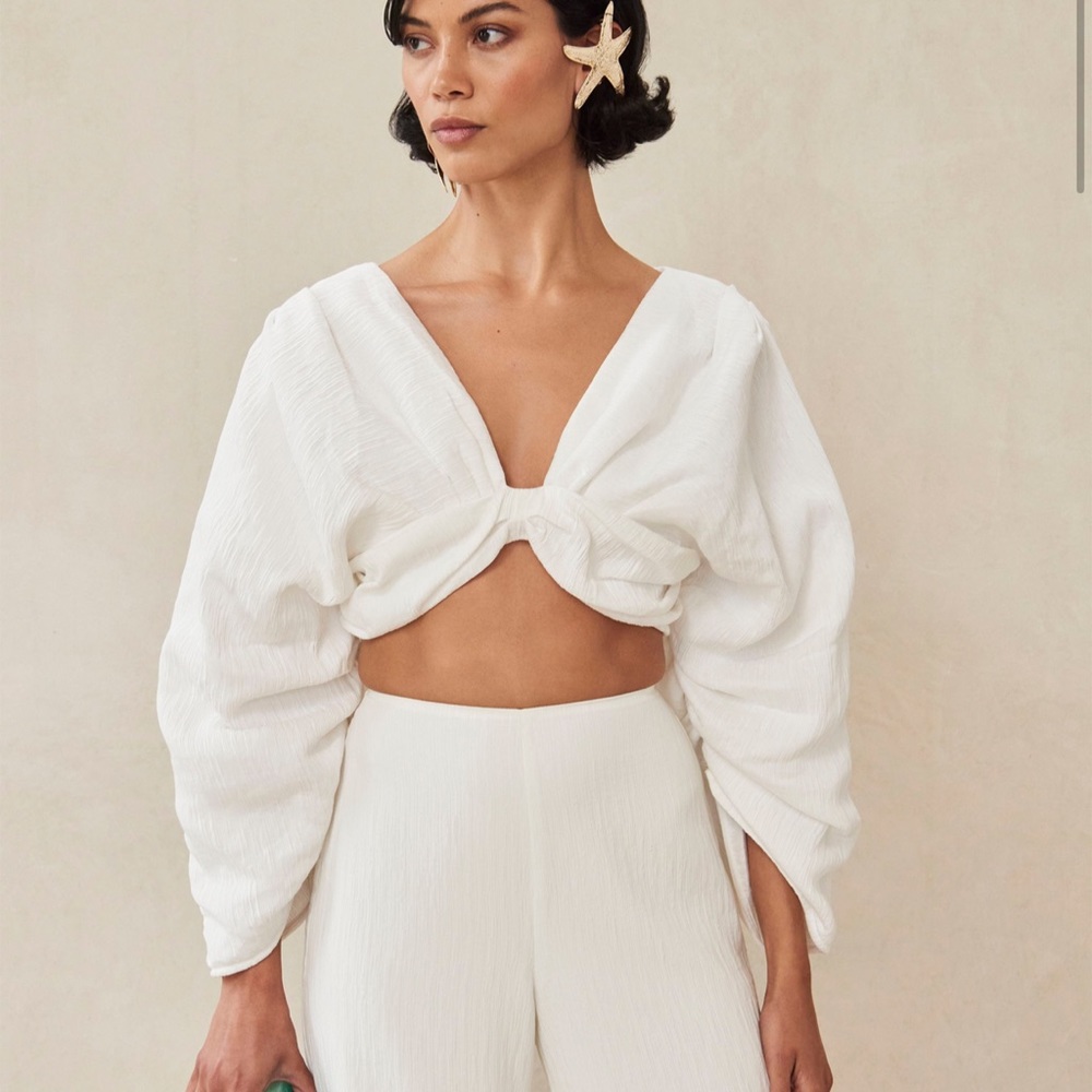 Cult Gaia Monika plisse crop top